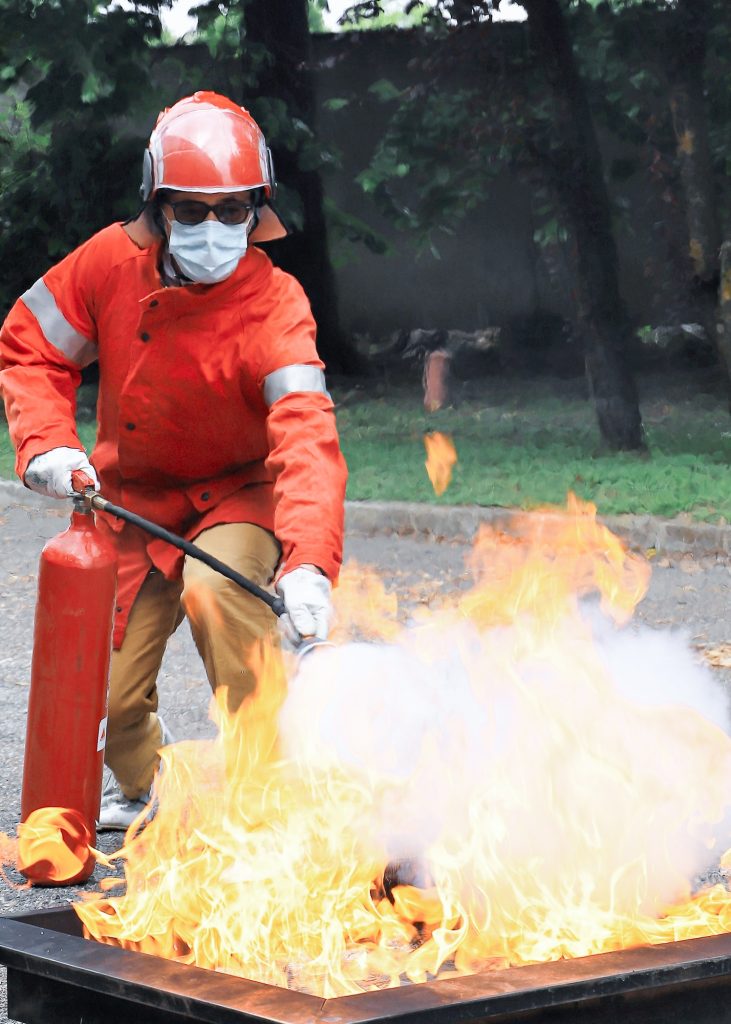 corporate safety - exercise during a firefighting course